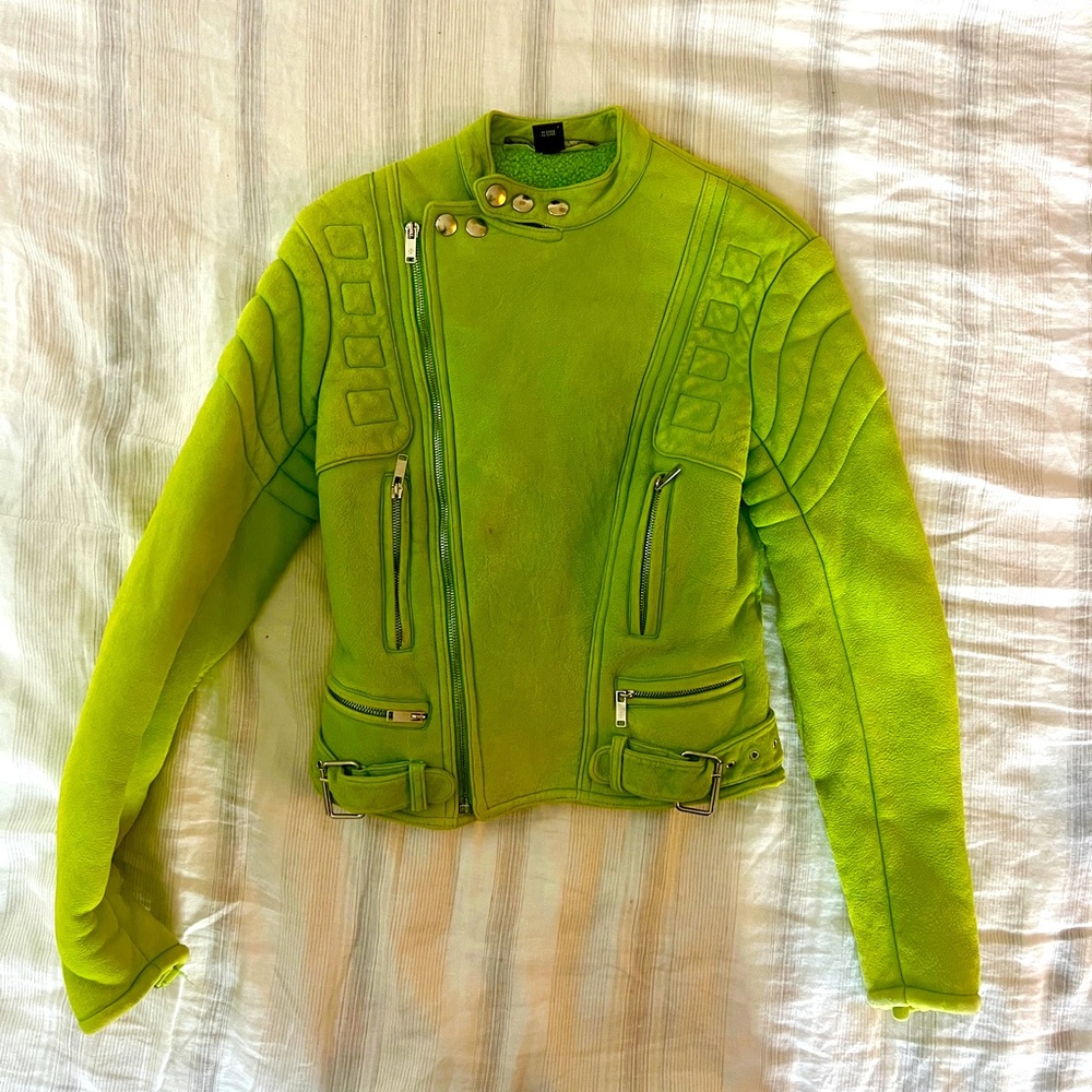 Ralph Lauren Purple Label lime Green Shearling Jacket. Size 4.